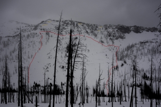 Natural avalanche in Sheep Creek near Cooke